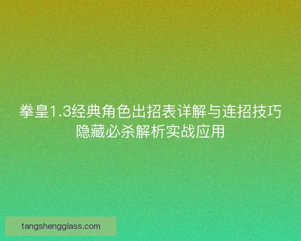 拳皇1.3经典角色出招表详解与连招技巧隐藏必杀解析实战应用