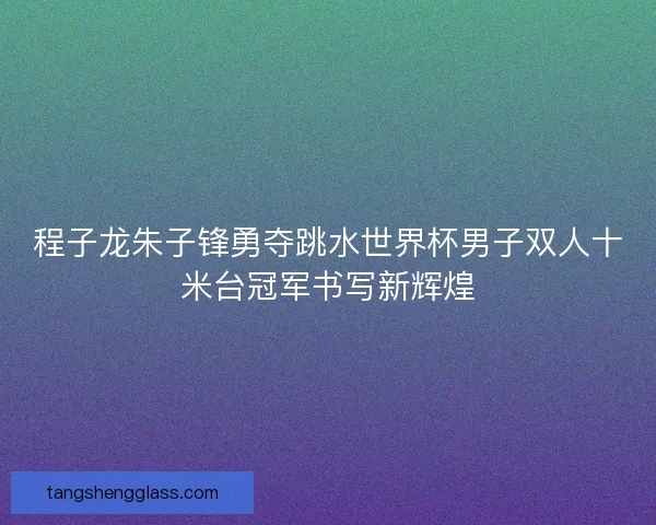 程子龙朱子锋勇夺跳水世界杯男子双人十米台冠军书写新辉煌